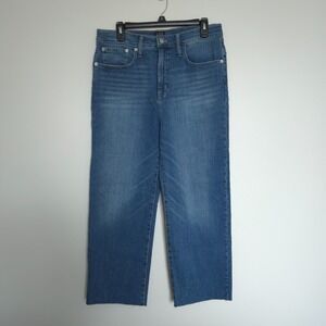 NEW AO591 J Crew High Rise Slim Wide Leg Blue‎ Jeans Size 31 NWT Frayed Hem